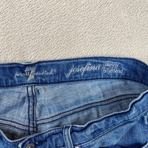 7 For All Mankind Woman's Jeans Size 29 Josefina Skinny Boyfriend Distressed Den - Picture 14 of 16